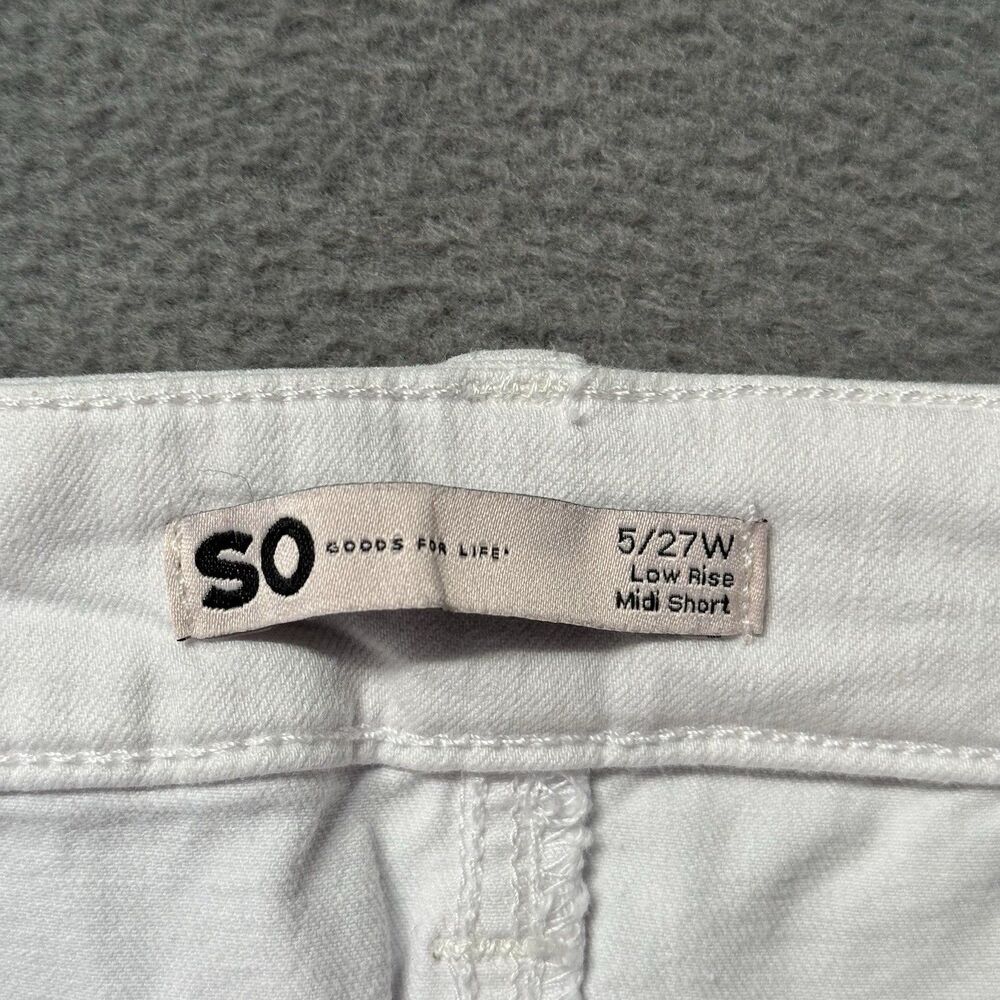 SO Womens 5 Low Rise Midi Shorts White Cuffed Stretch Denim Casual Summer NWT - Picture 6 of 11